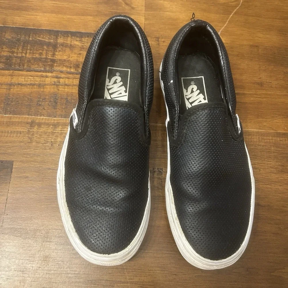 Vans Perf Leather Asher Slip On Skate Sneakers Shoes Mens 5 (W 3.5) Black 721278